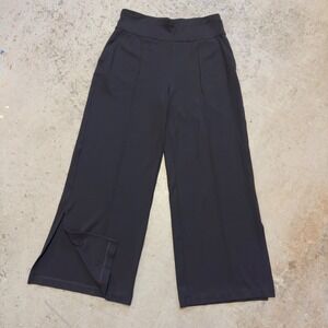 TravisMathew Spa Day Pants Black Wide Leg Side Slit Corona Logo Womens L